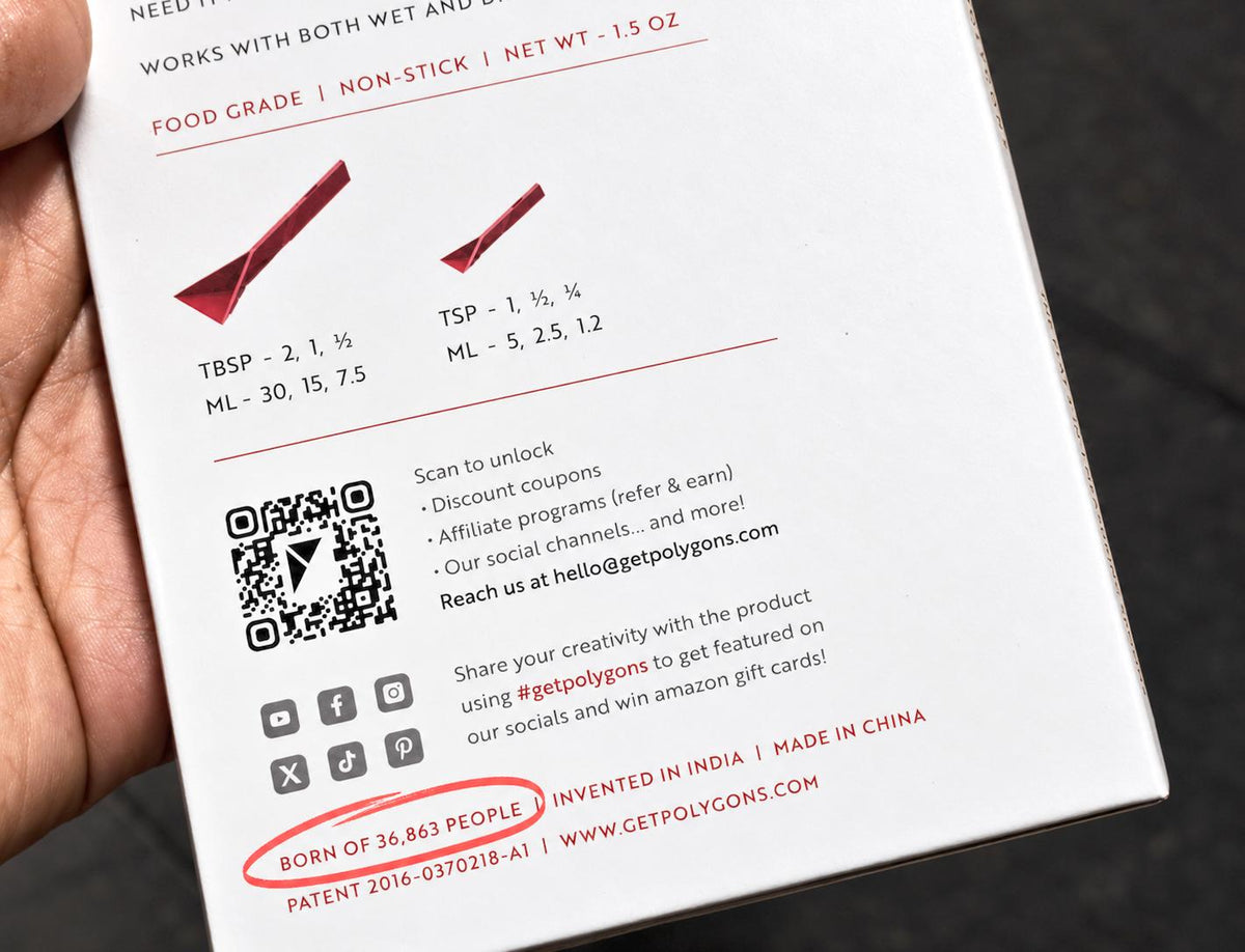 Polygons packaging honoring the Kickstarter backers who made it possible.