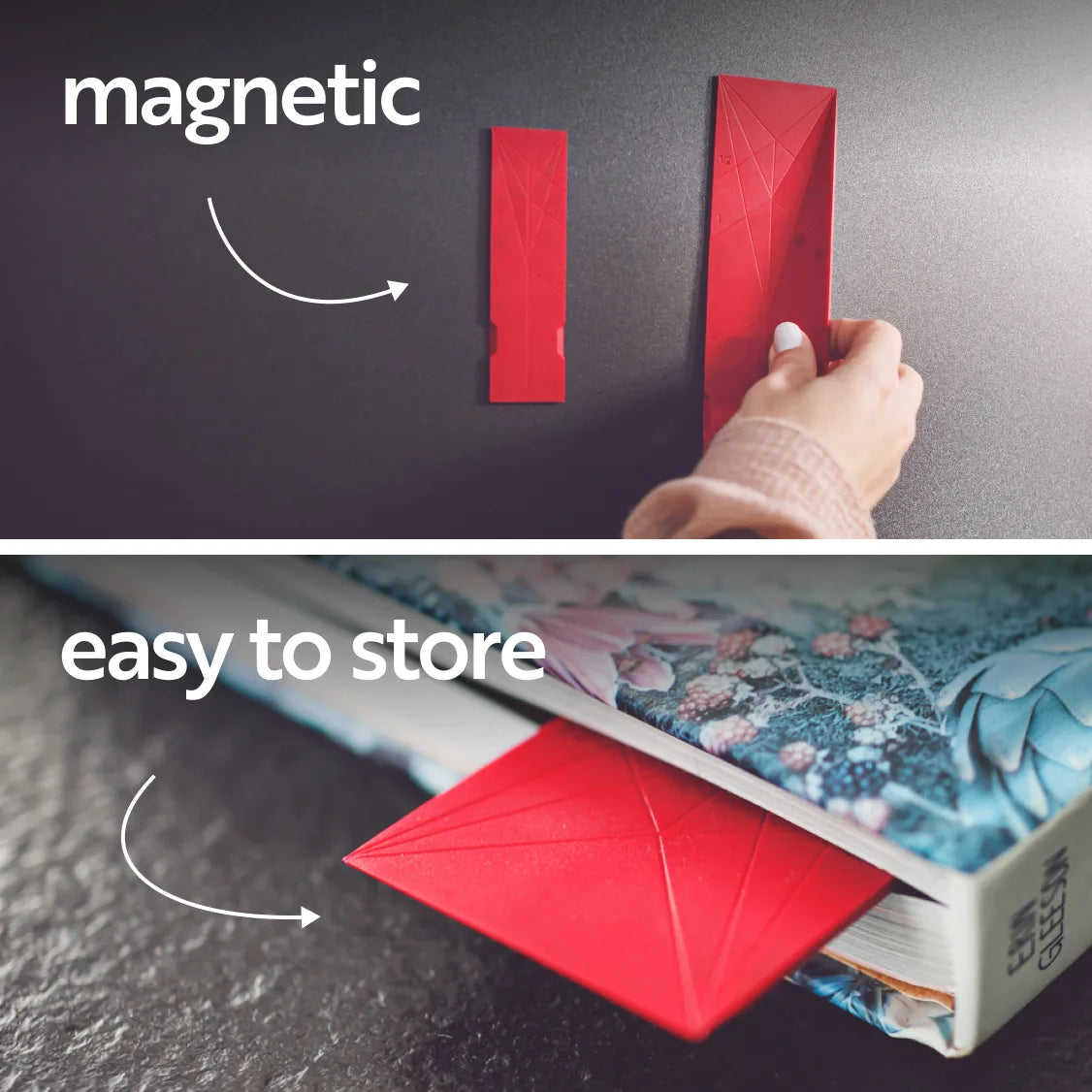 Magnetic spoon stuck to a fridge and slid into a drawer